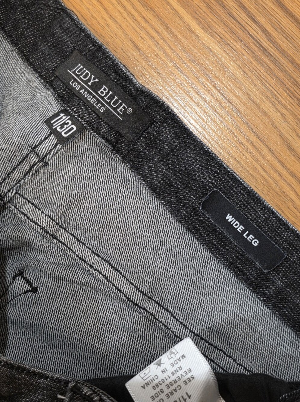 Judy Blue Nellie High Rise Button Fly Trouser Wide Leg Jeans Size 11 / 30 Black - Picture 12 of 14